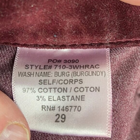 RE/DONE Burgundy Velvet Skinny Pants Button Fly Pants Size 29‎ Slim Velour Slim - Picture 8 of 12